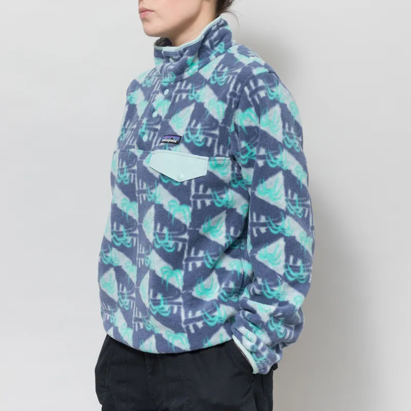 Patagonia Womens Lightweight Synchilla Snap-T Fleece Pullover Jaguar Geo Blue Sage-1
