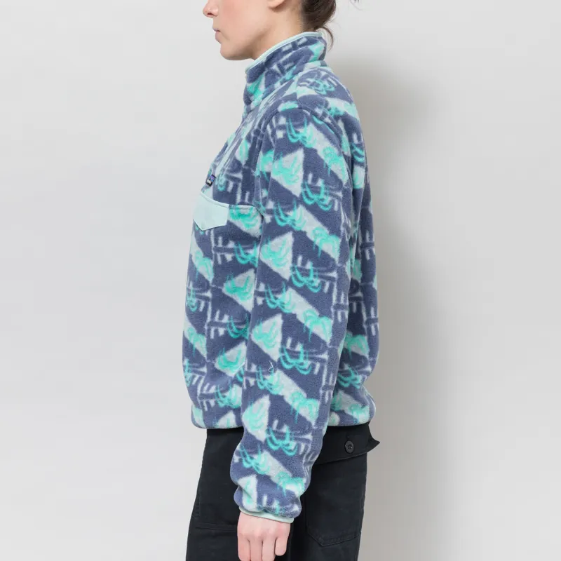 Patagonia Womens Lightweight Synchilla Snap-T Fleece Pullover Jaguar Geo Blue Sage-2
