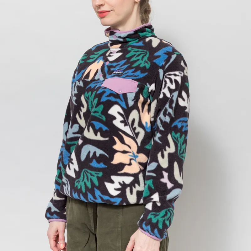 Patagonia Womens Lightweight Synchilla Snap-T Fleece Pullover Kaleido Black-1