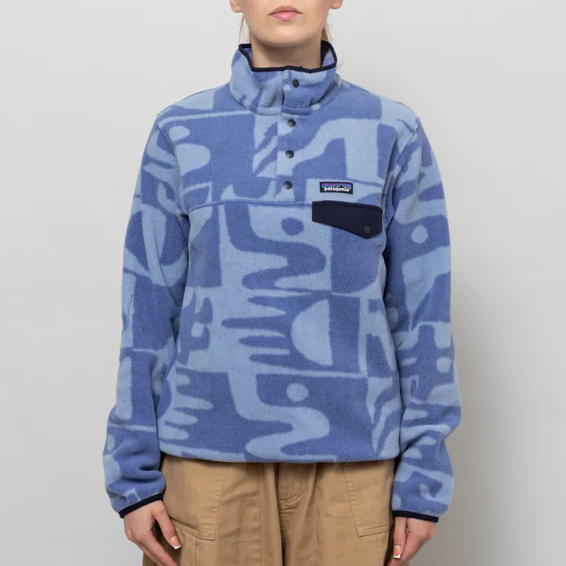 Patagonia Womens Lightweight Synchilla Snap-T Fleece Pullover Mother Tree Barnacle Blue