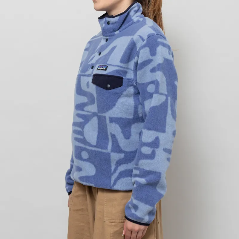 Patagonia Womens Lightweight Synchilla Snap-T Fleece Pullover Mother Tree Barnacle Blue-1