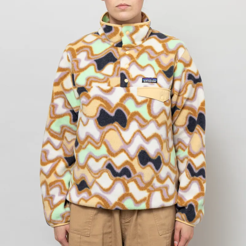 Patagonia Womens Lightweight Synchilla Snap-T Fleece Pullover Small Currents Natural