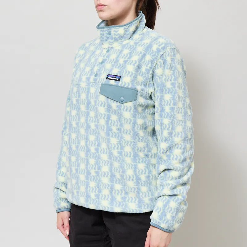 Patagonia Womens Lightweight Synchilla Snap-T Fleece Pullover Sun Quilt Blue Sage-1