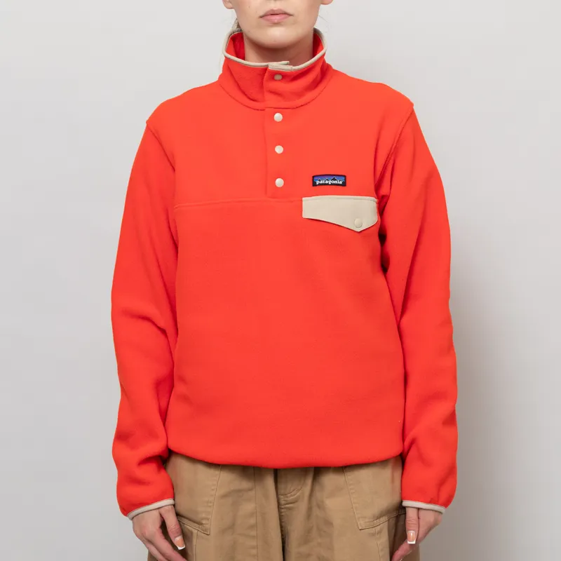 Patagonia Womens Lightweight Synchilla Snap-T Fleece Pullover Sizzle Red