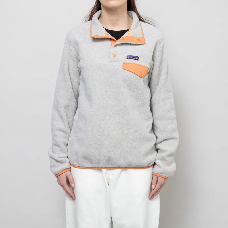 Patagonia Womens Lightweight Synchilla Snap-T Fleece Pullover Oatmeal Heather Heirloom Peach