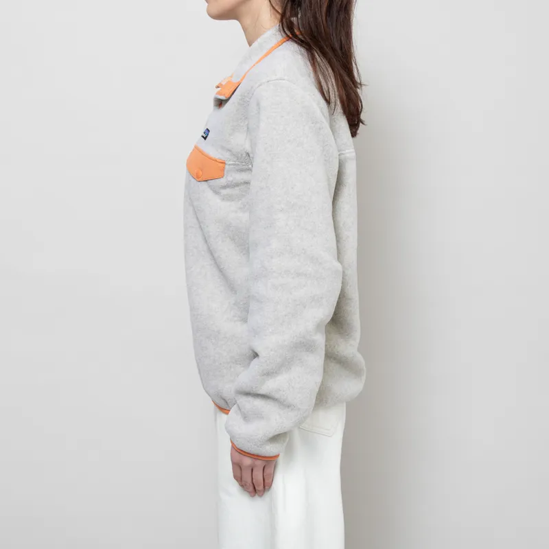Patagonia Womens Lightweight Synchilla Snap-T Fleece Pullover Oatmeal Heather Heirloom Peach-2