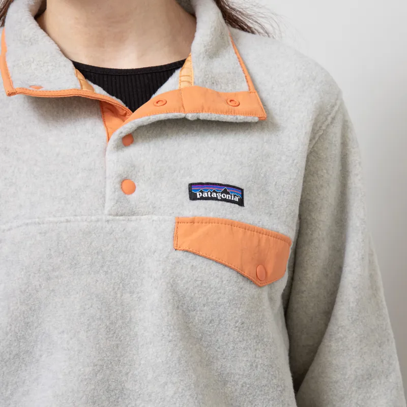 Patagonia Womens Lightweight Synchilla Snap-T Fleece Pullover Oatmeal Heather Heirloom Peach-5