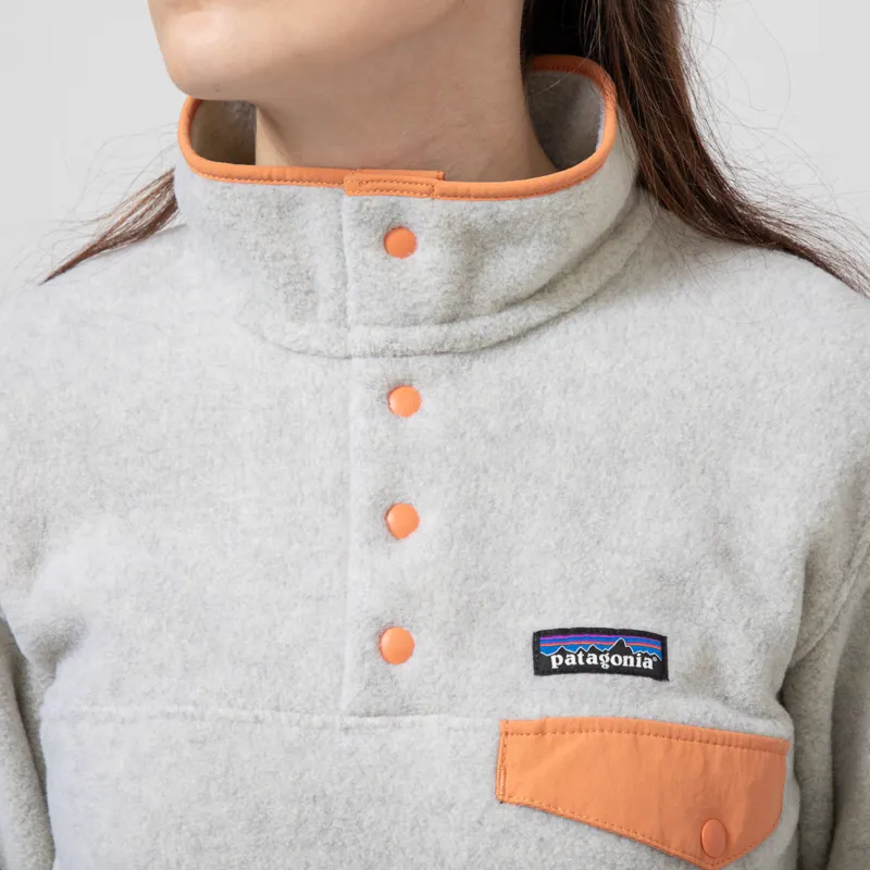 Patagonia Womens Lightweight Synchilla Snap-T Fleece Pullover Oatmeal Heather Heirloom Peach-6