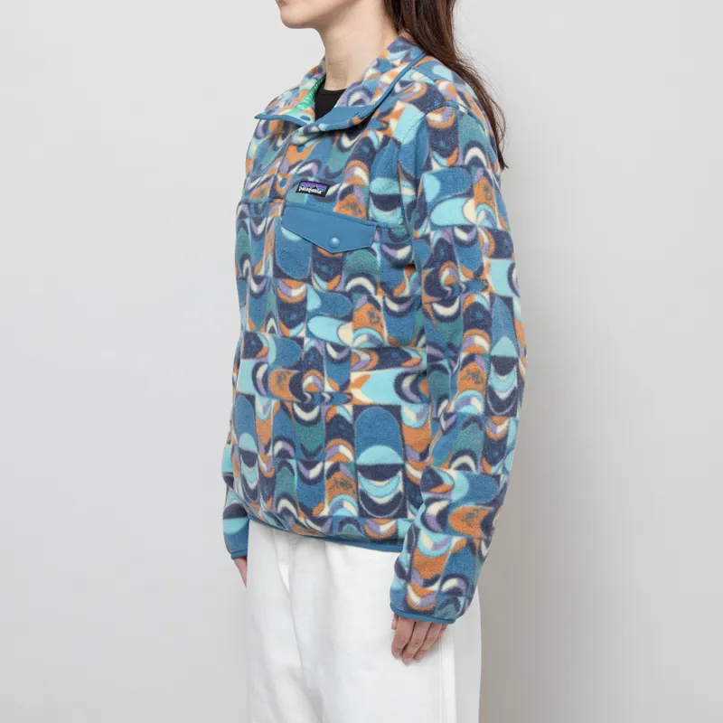 Patagonia Womens Lightweight Synchilla Snap-T Fleece Pullover Swallowtail Geo Still Blue-1