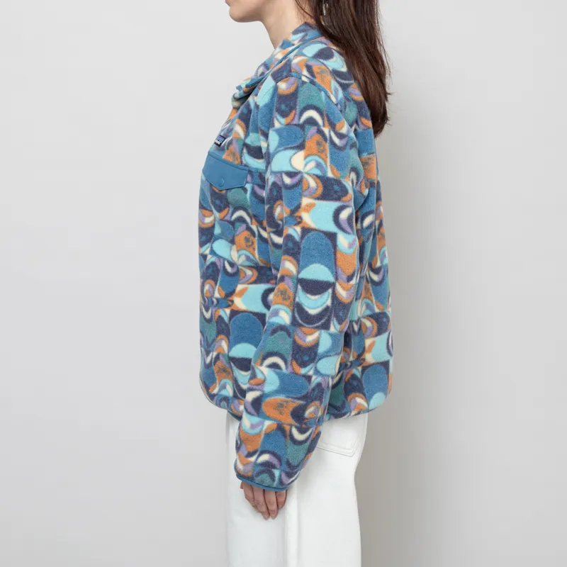 Patagonia Womens Lightweight Synchilla Snap-T Fleece Pullover Swallowtail Geo Still Blue-2