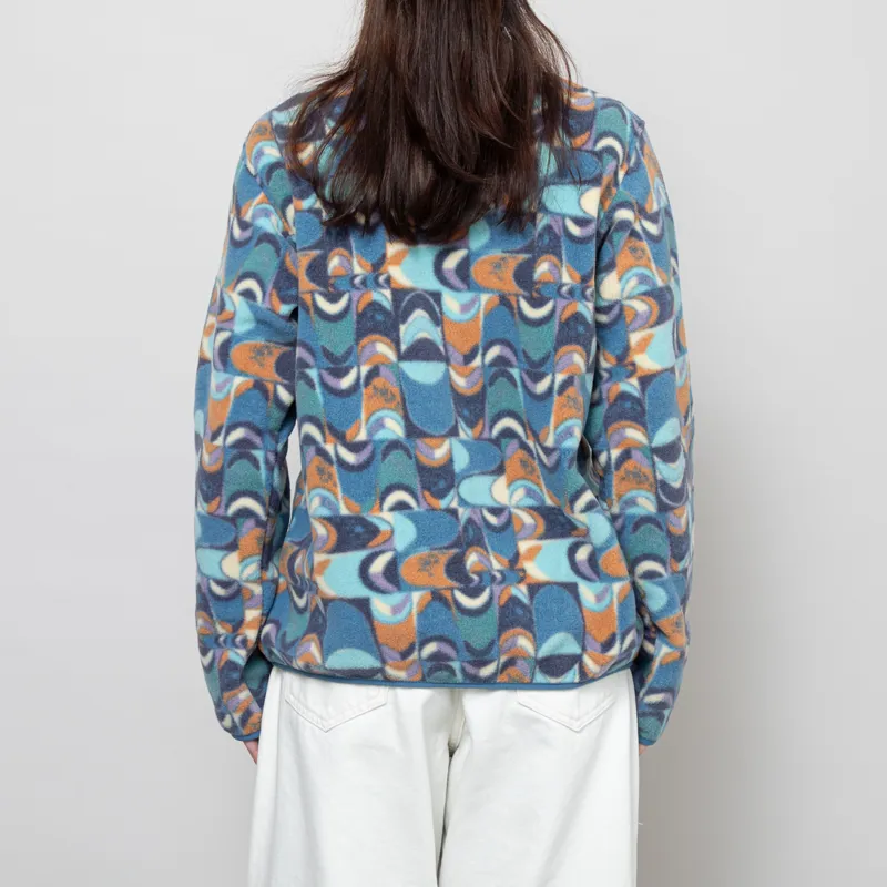 Patagonia Womens Lightweight Synchilla Snap-T Fleece Pullover Swallowtail Geo Still Blue-3