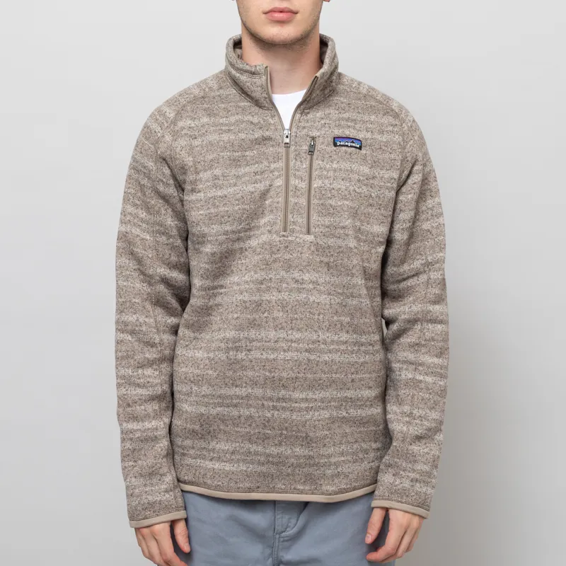 Patagonia Better Sweater Quarter Zip Vinyl Stripe Seabird Grey