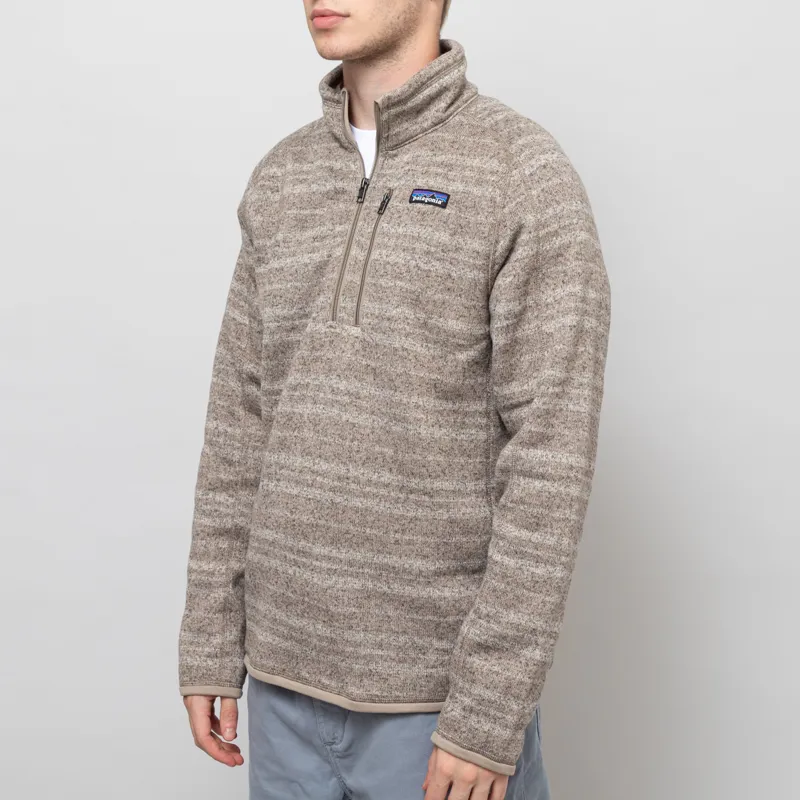 Patagonia Better Sweater Quarter Zip Vinyl Stripe Seabird Grey-1