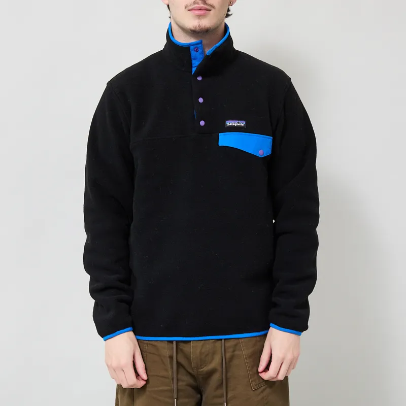 Patagonia Lightweight Synchilla Snap-T Fleece Pullover Black P6 Blue