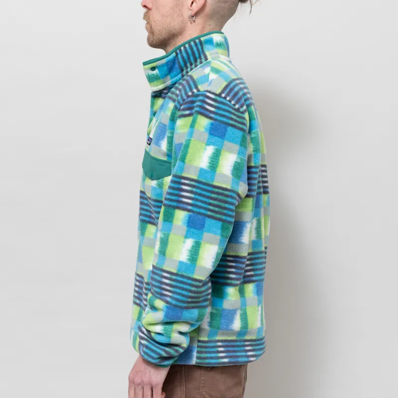 Patagonia Lightweight Synchilla Snap-T Fleece Pullover Painted Lines Shore Blue-2