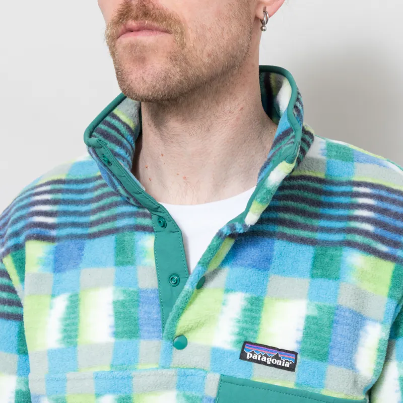 Patagonia Lightweight Synchilla Snap-T Fleece Pullover Painted Lines Shore Blue-5