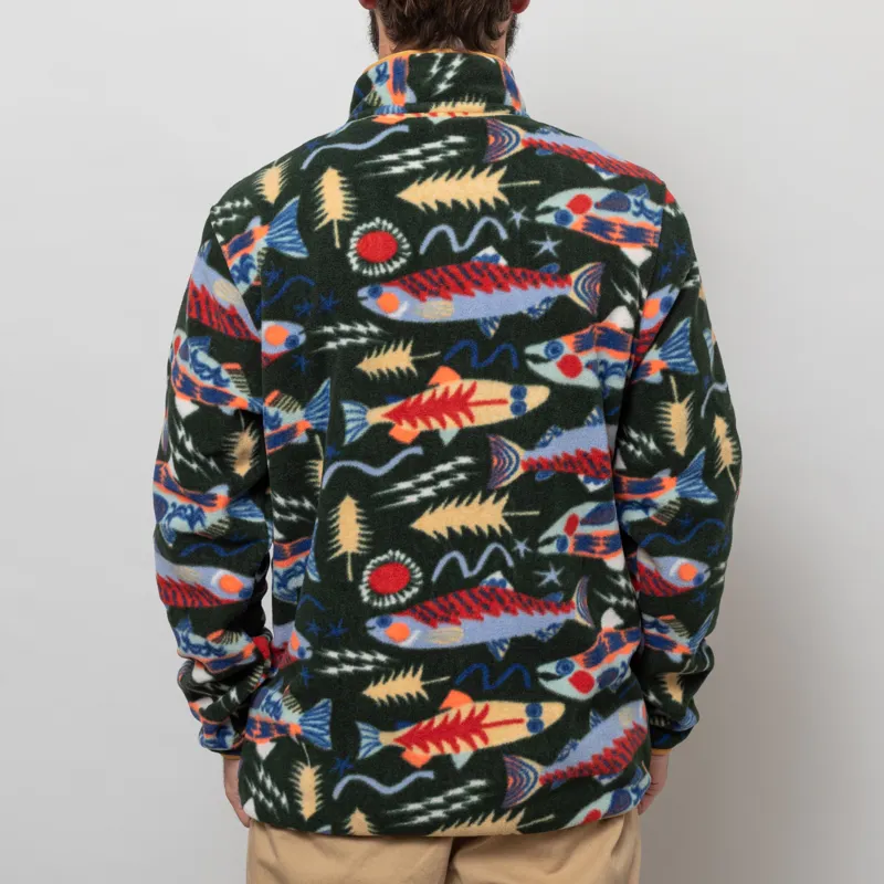 Patagonia Lightweight Synchilla Snap-T Fleece Pullover Salmon Energy Old Growth Green-3