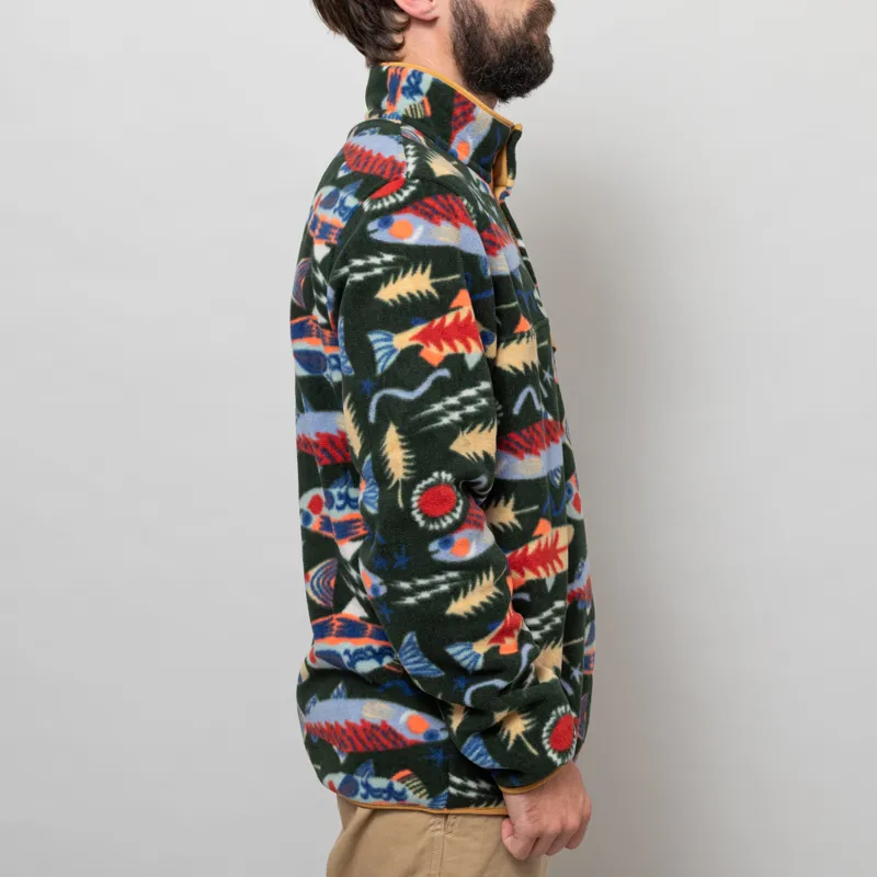 Patagonia Lightweight Synchilla Snap-T Fleece Pullover Salmon Energy Old Growth Green-4