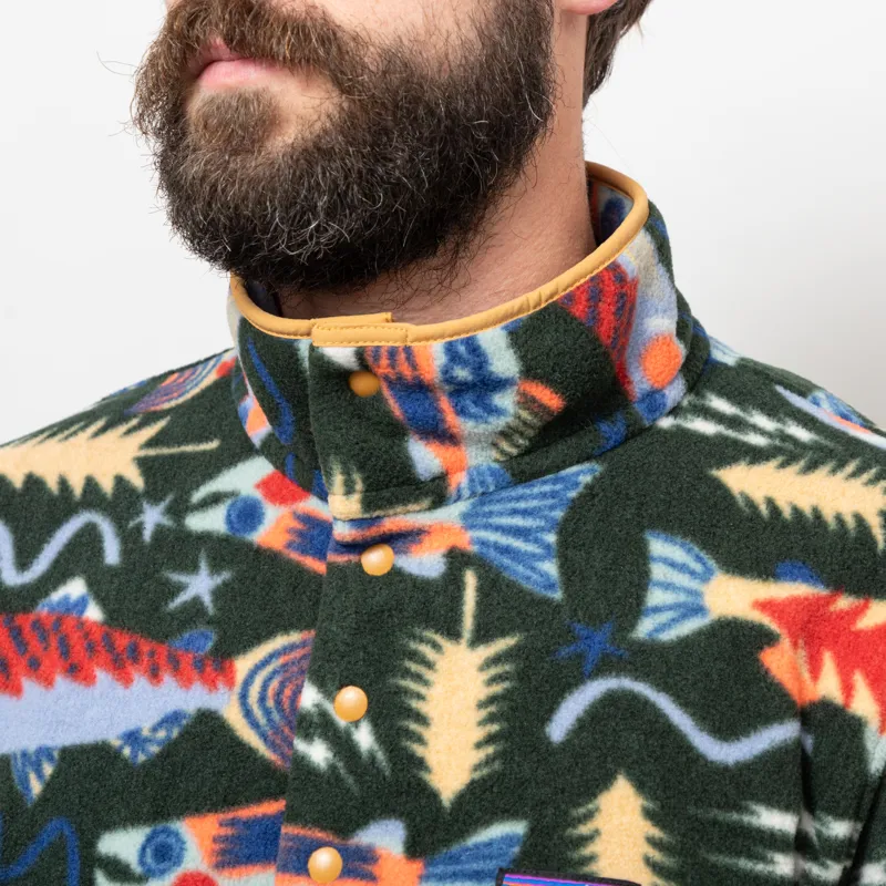 Patagonia Lightweight Synchilla Snap-T Fleece Pullover Salmon Energy Old Growth Green-5