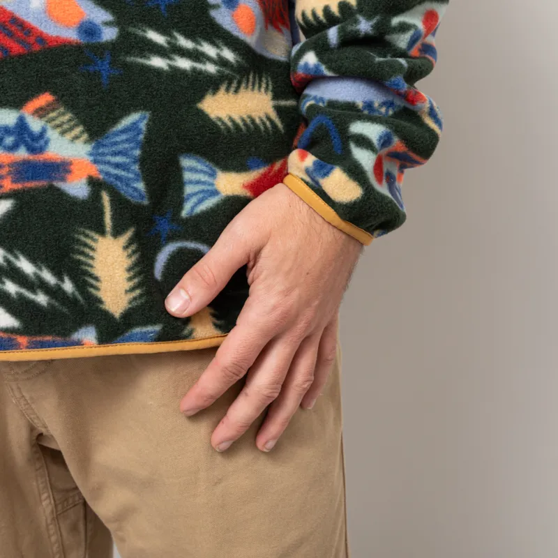 Patagonia Lightweight Synchilla Snap-T Fleece Pullover Salmon Energy Old Growth Green-8