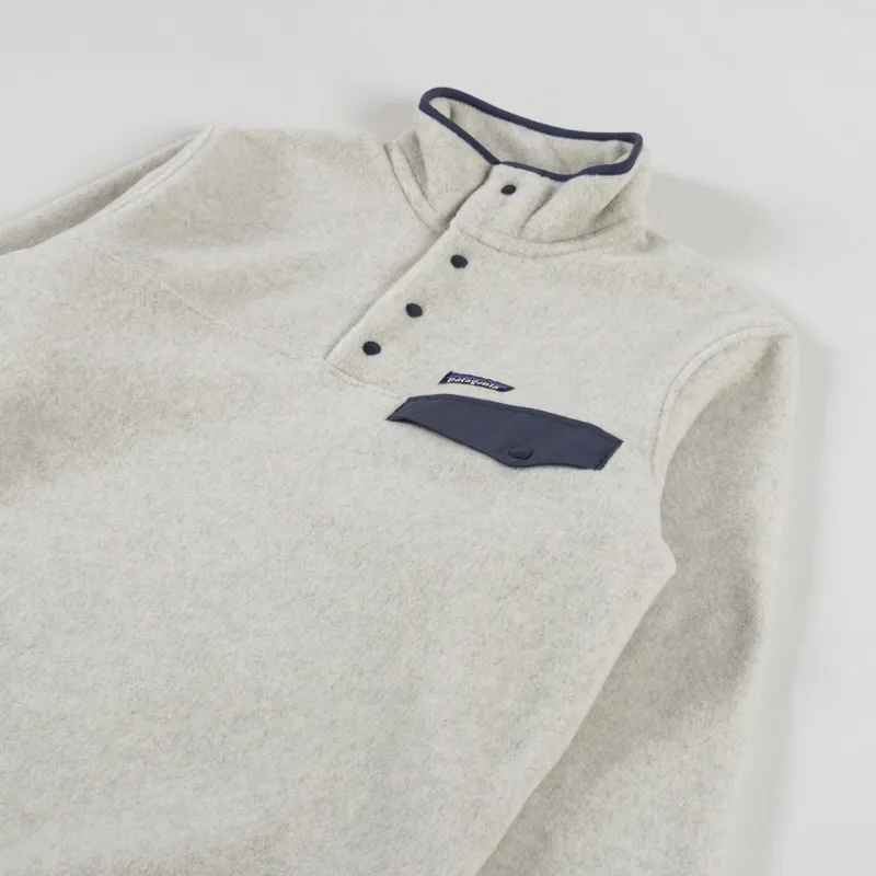 Patagonia Lightweight Synchilla Snap-T Fleece Pullover Oatmeal Heather Smolder Blue-2