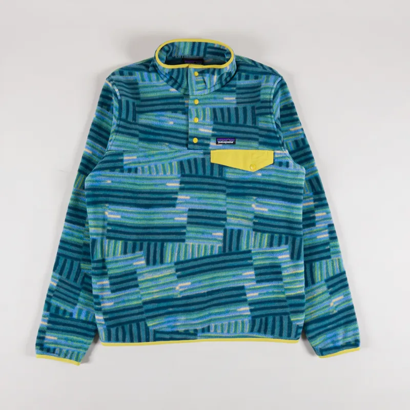 Patagonia Lightweight Synchilla Snap-T Fleece Pullover Quilty Fitz Wetland Blue
