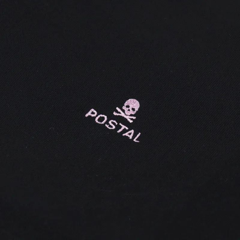 Postal Skull Embroidery Hoodie Black-5