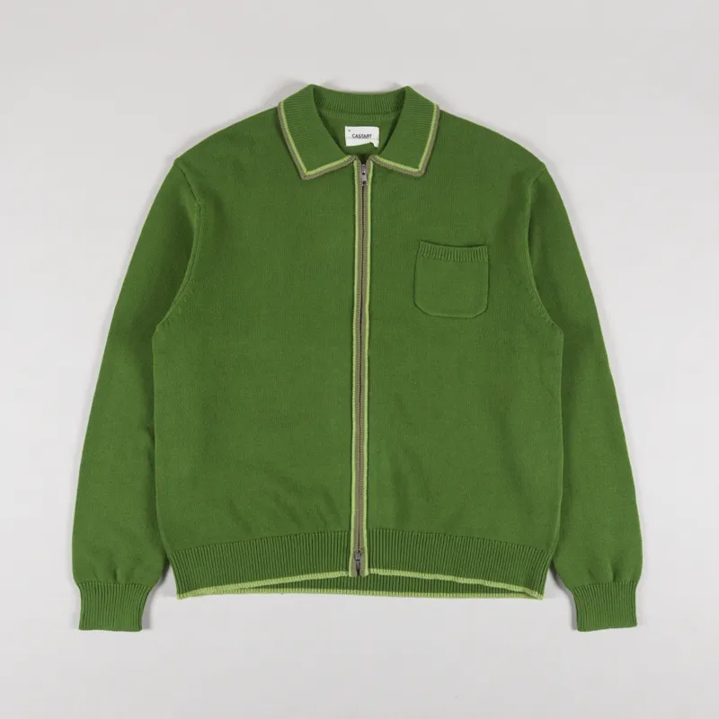 Castart Mens Knitted Mount Kinka Zip Up Cardigan Green