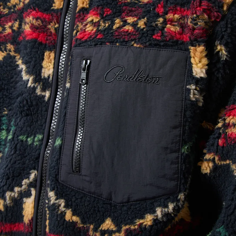 Pendleton Jacquard Sherpa Fleece Four Corners Black-4