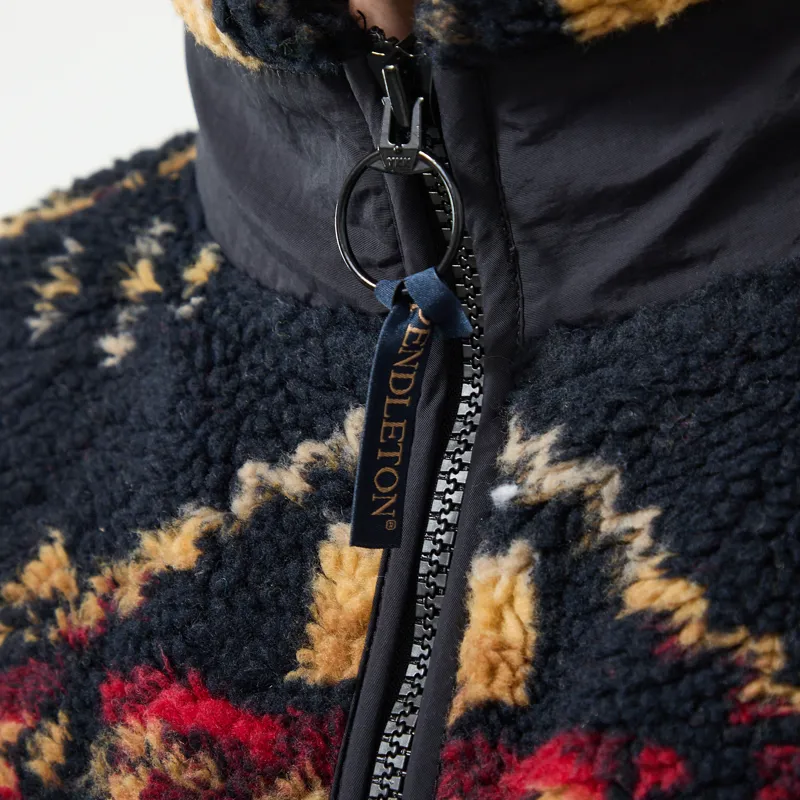 Pendleton Jacquard Sherpa Fleece Four Corners Black-6