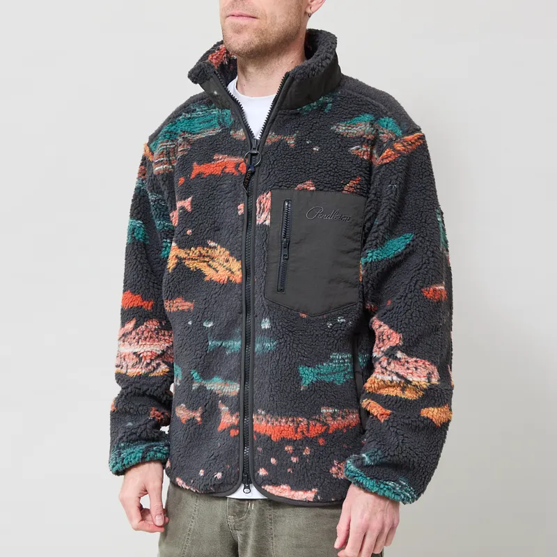 Pendleton Jacquard Sherpa Fleece Salmon Falls Grey-1
