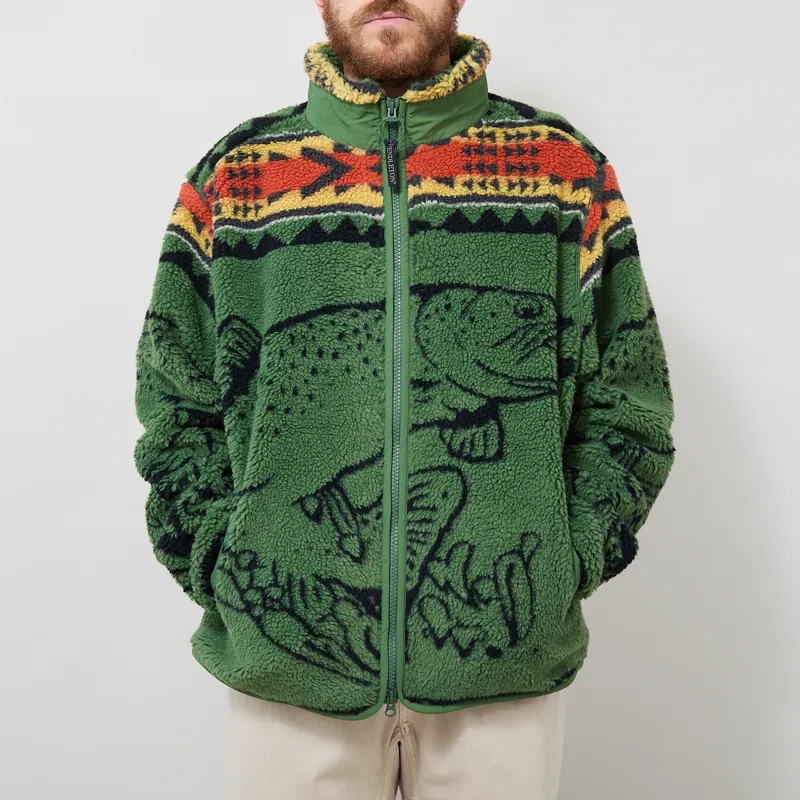 Pendleton Jacquard Sherpa Fleece Salmon Falls Olive-1