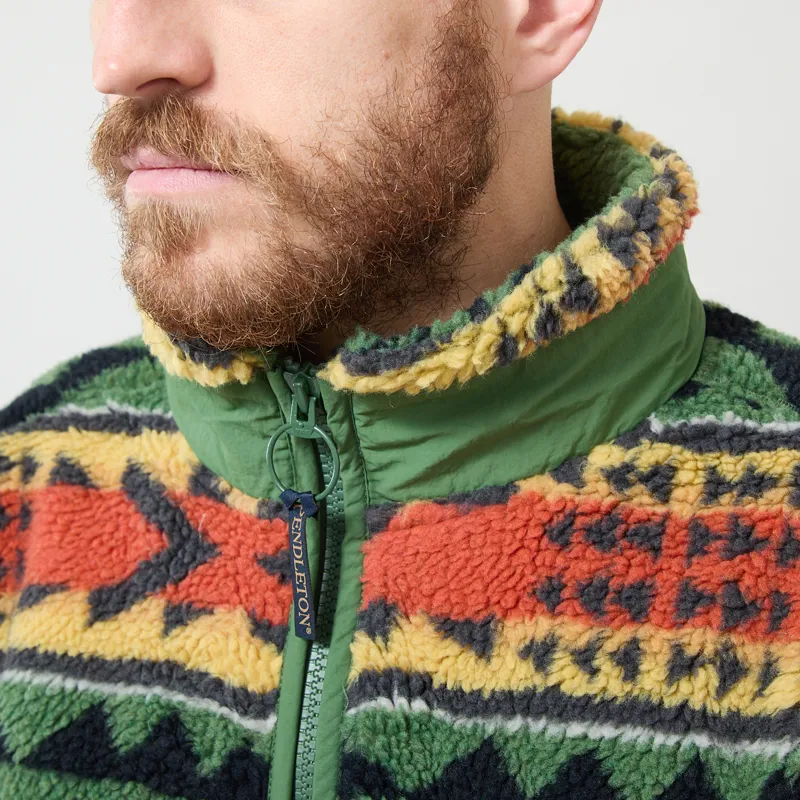 Pendleton Jacquard Sherpa Fleece Salmon Falls Olive-5