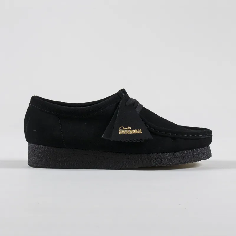 Clarks Originals Womens Wallabee Shoes Loafers Black Suede
