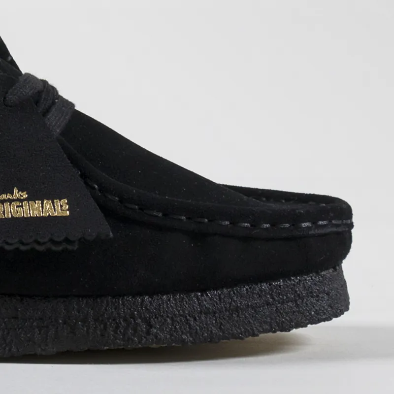 Clarks Originals Womens Wallabee Shoes Loafers Black Suede