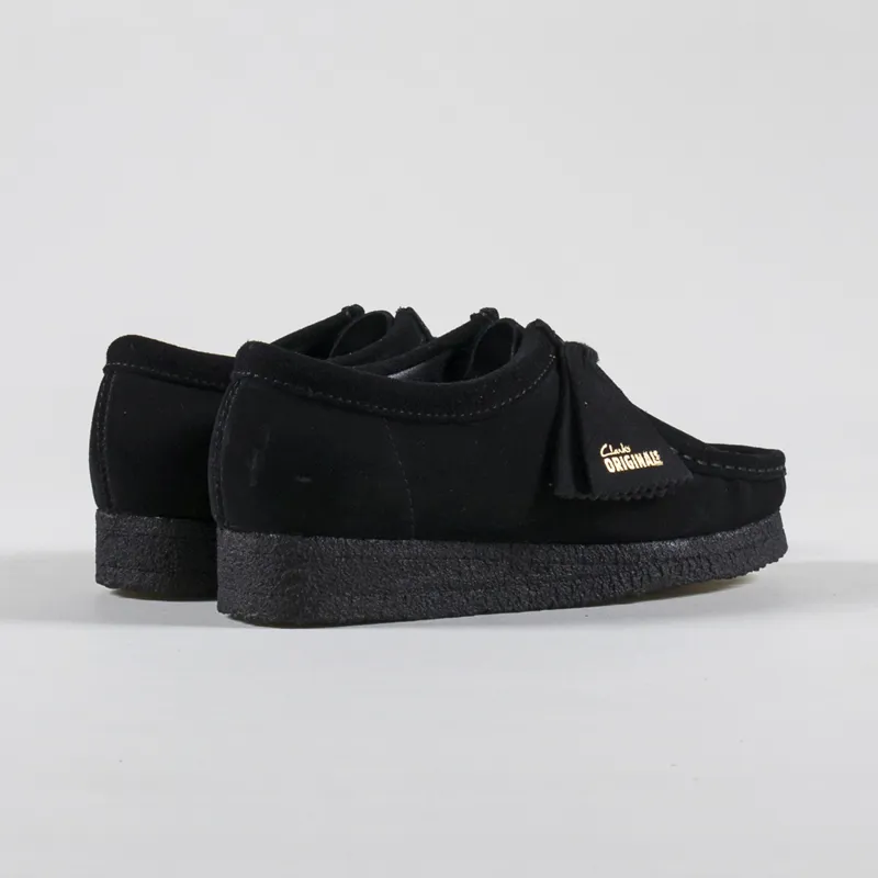 Clarks Originals Womens Wallabee Shoes Loafers Black Suede