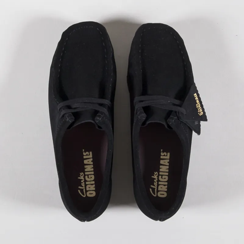 Clarks Originals Womens Wallabee Shoes Loafers Black Suede