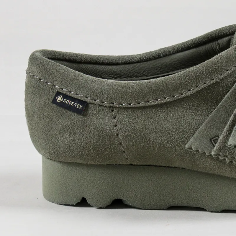 Clarks Originals Womens Wallabee GORE-TEX Shoes Khaki Green Clarks Originals Womens Wallabee GORE-TEX Shoes Khaki Green