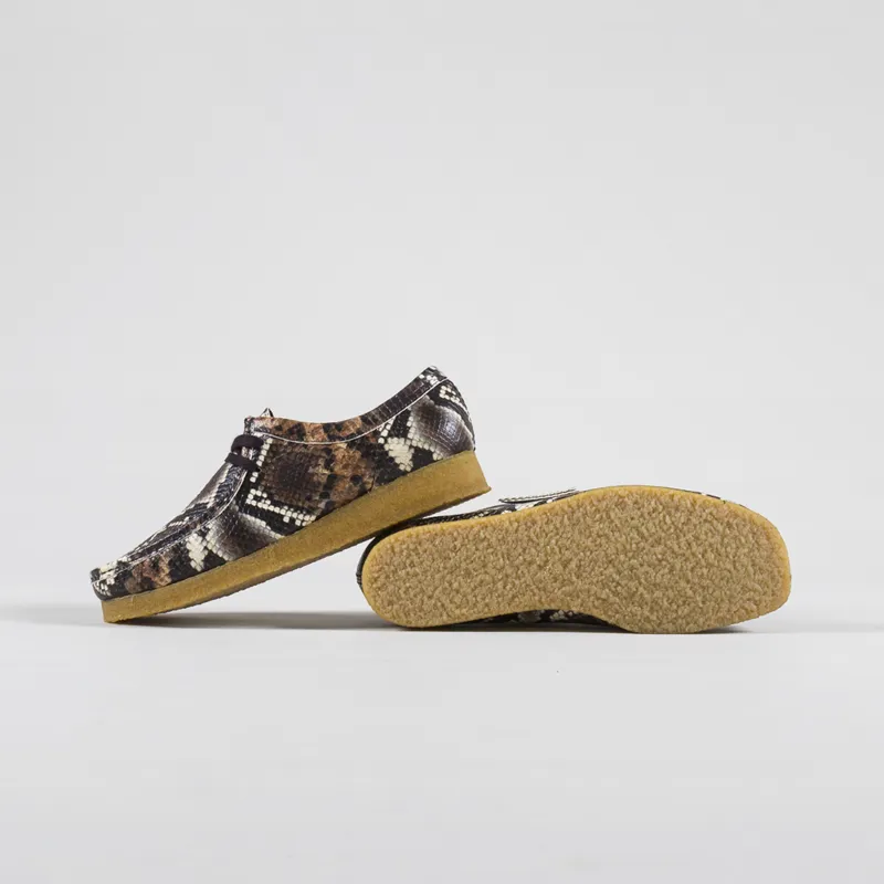 Clarks Originals Wallabee Shoes Brown Snake Print-3