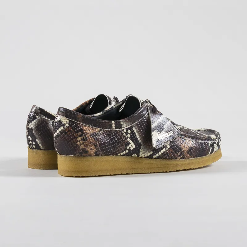 Clarks Originals Wallabee Shoes Brown Snake Print-1