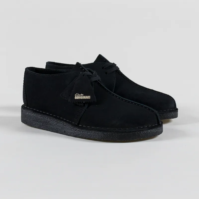 Clarks Originals Desert Trek Shoes Black Suede