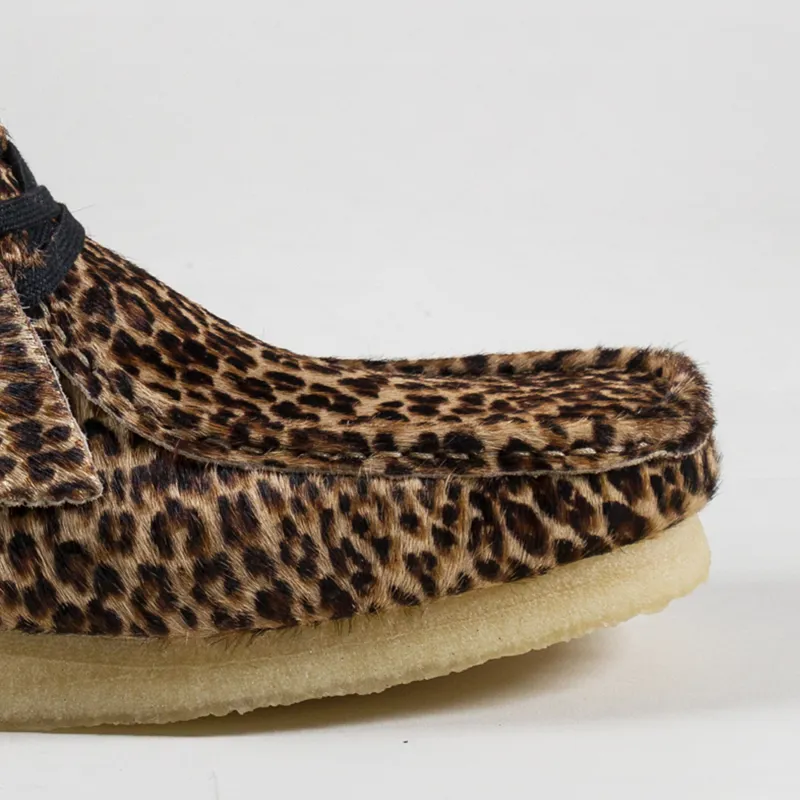 靴 CLARKS Wallabee Leopard 27cm Clarks Originals Mens Leather Wallabee Boots Leopard Print Brown