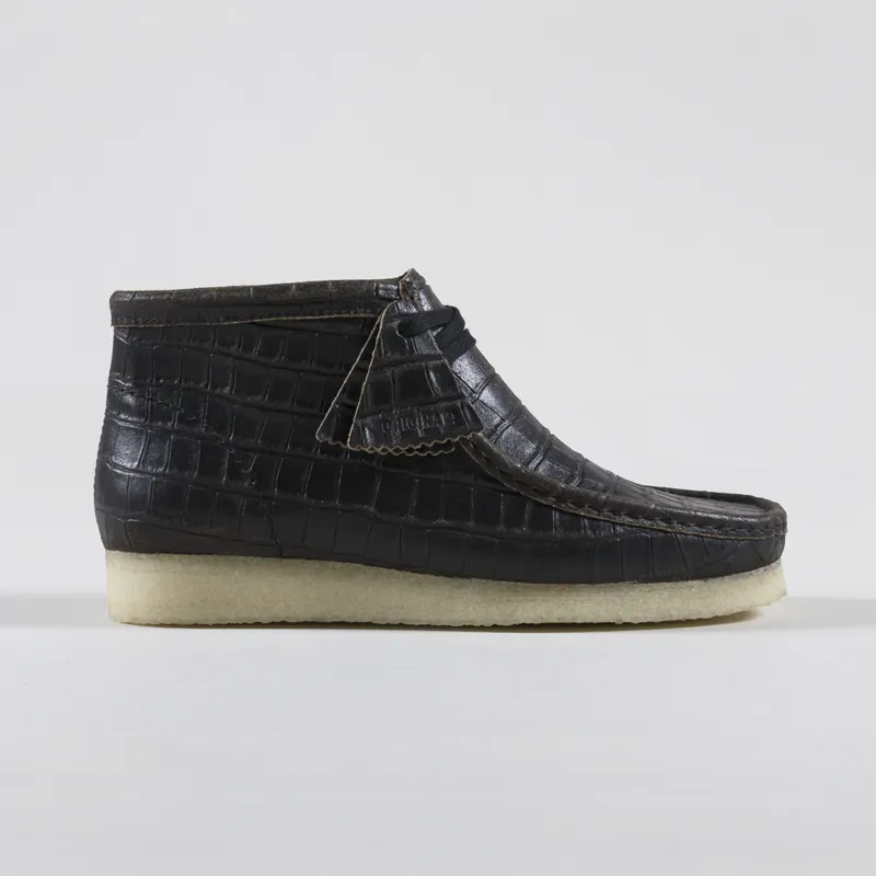 Clarks Originals Mens Wallabee Boot Black Croc Distress