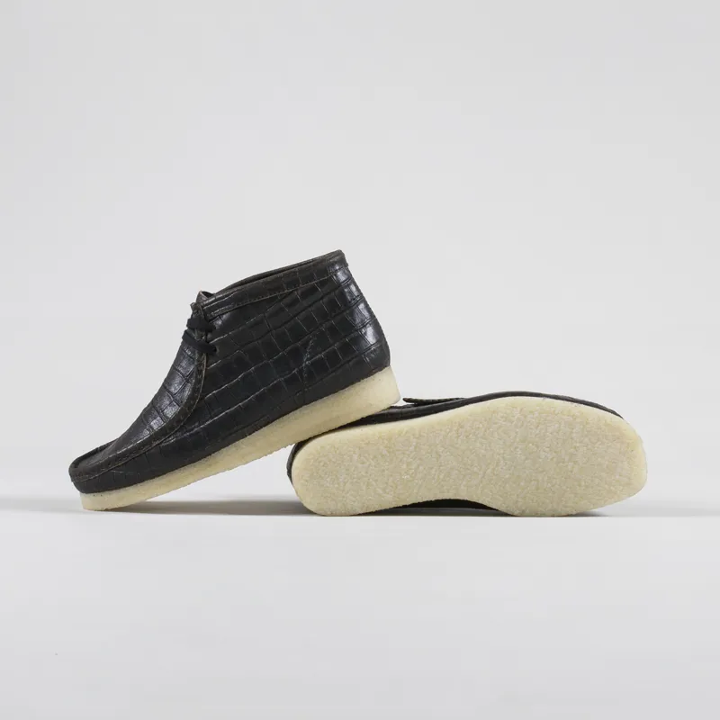 Clarks Originals Wallabee Boot Black Croc Distress-3