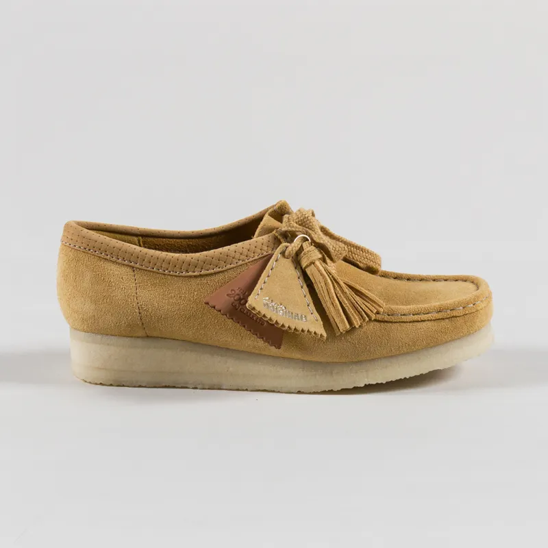 Clarks Originals Womens Wallabee Shoes Golden Tan Suede-2