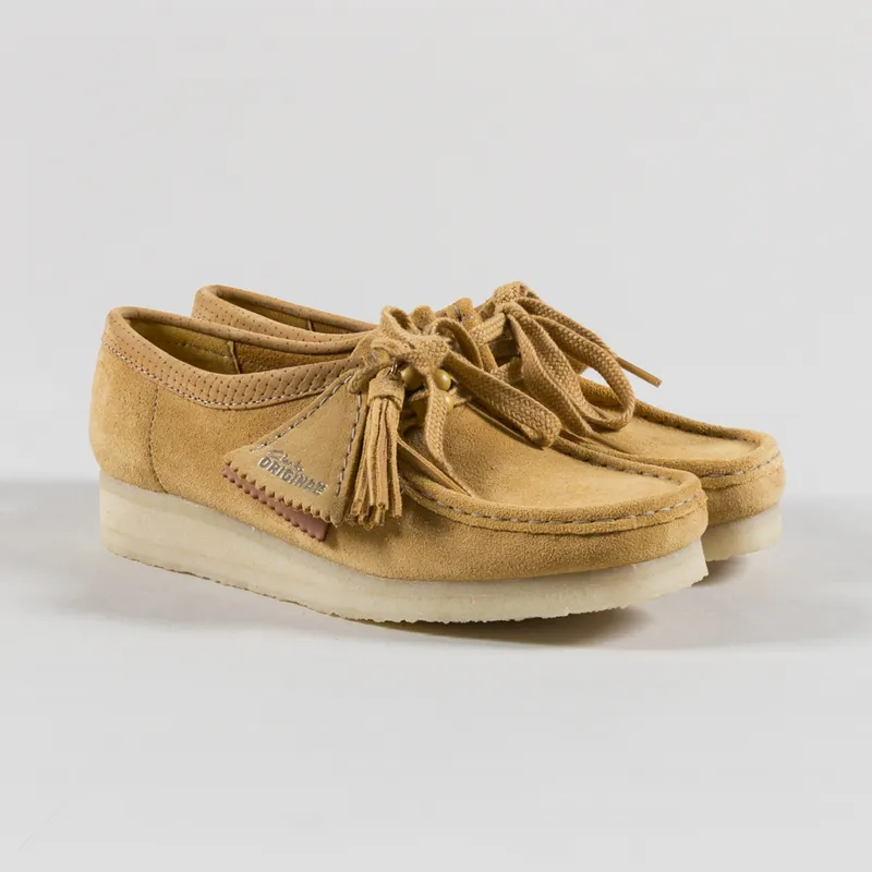 Clarks Originals Womens Wallabee Shoes Golden Tan Suede