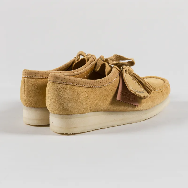 Clarks Originals Womens Wallabee Shoes Golden Tan Suede-1
