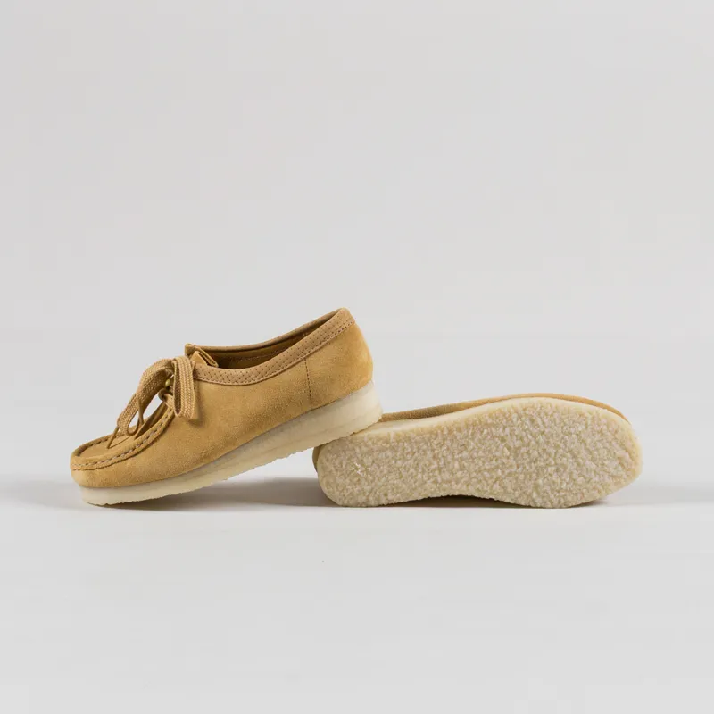 Clarks Originals Womens Wallabee Shoes Golden Tan Suede-3