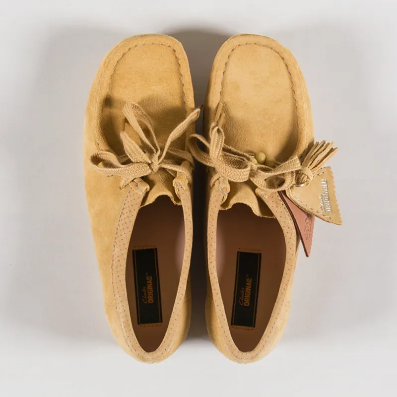 Clarks Originals Womens Wallabee Shoes Golden Tan Suede-6