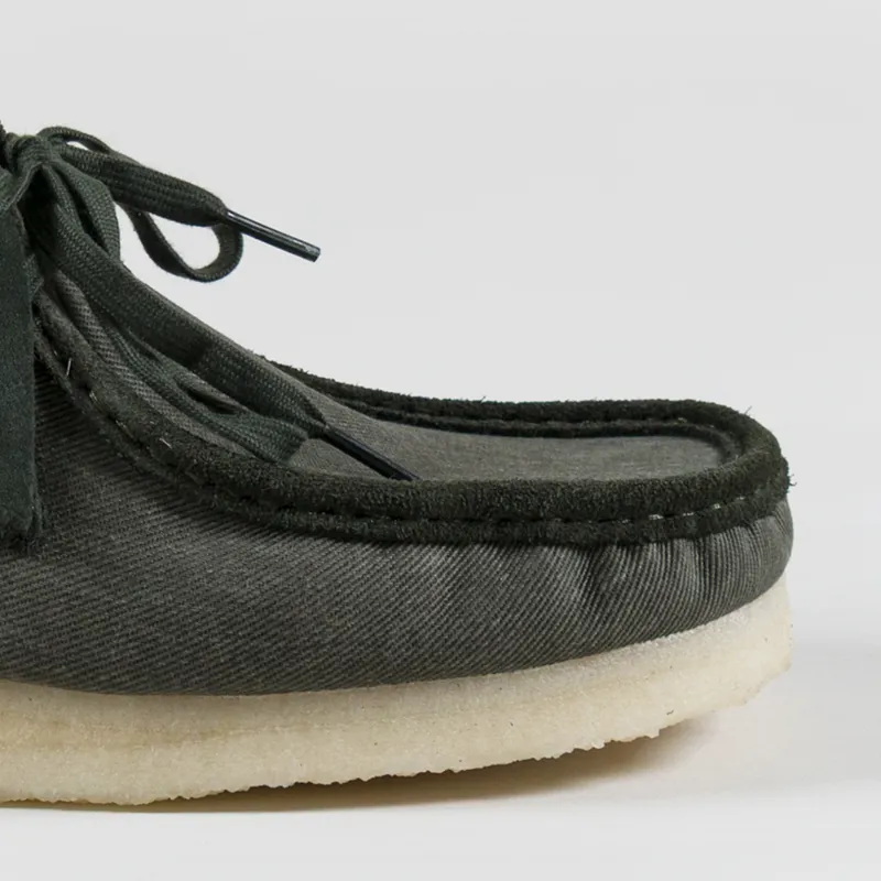 Clarks Originals Wallabee Shoes Forest Green Canvas-5